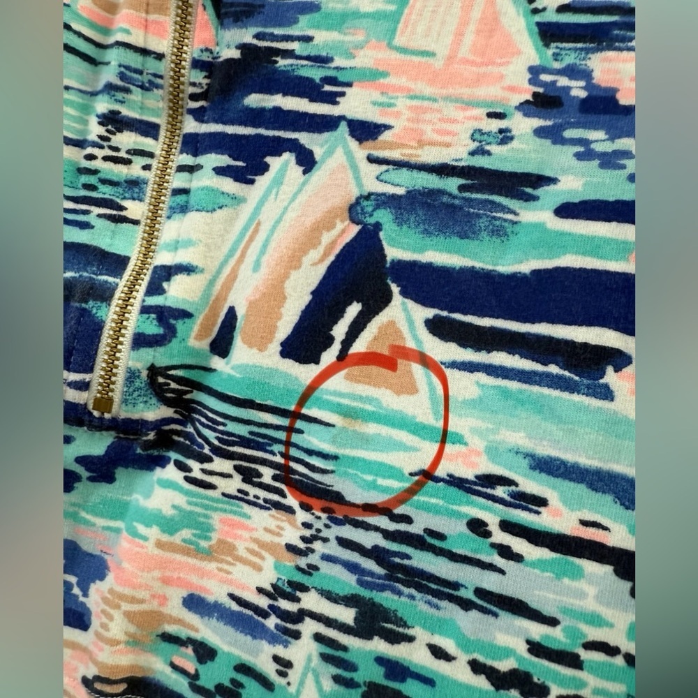 Lilly Pulitzer Skipper Popover Pier Pressure Sailboat print Quarter Zip Small - Picture 3 of 8